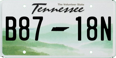 TN license plate B8718N