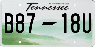 TN license plate B8718U