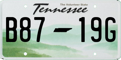 TN license plate B8719G