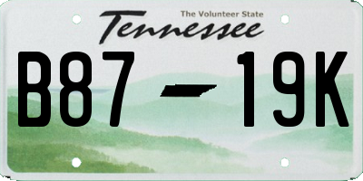 TN license plate B8719K
