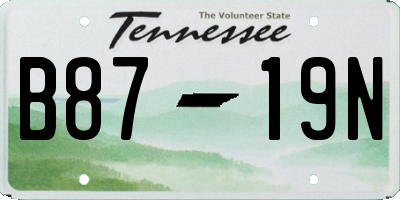 TN license plate B8719N