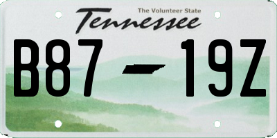 TN license plate B8719Z