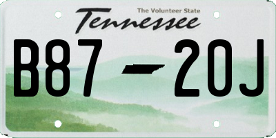 TN license plate B8720J