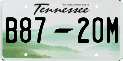 TN license plate B8720M