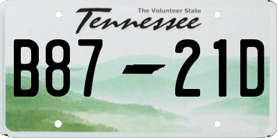 TN license plate B8721D