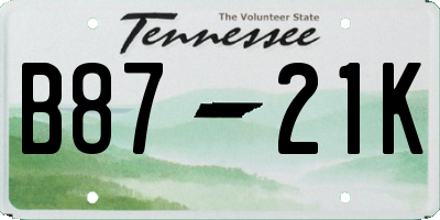 TN license plate B8721K