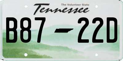 TN license plate B8722D