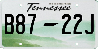TN license plate B8722J
