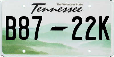 TN license plate B8722K