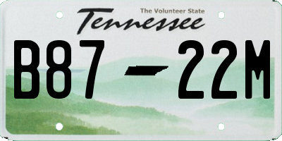 TN license plate B8722M