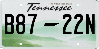 TN license plate B8722N