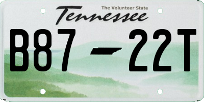 TN license plate B8722T