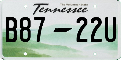 TN license plate B8722U