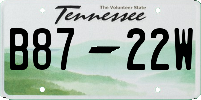 TN license plate B8722W