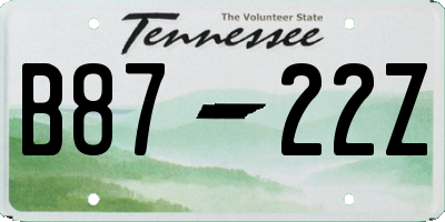 TN license plate B8722Z