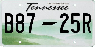 TN license plate B8725R