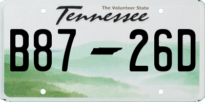 TN license plate B8726D