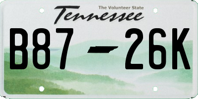 TN license plate B8726K