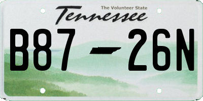 TN license plate B8726N