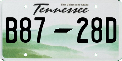 TN license plate B8728D