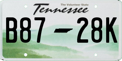 TN license plate B8728K