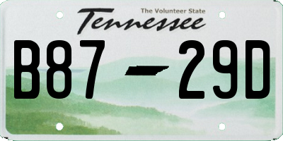 TN license plate B8729D
