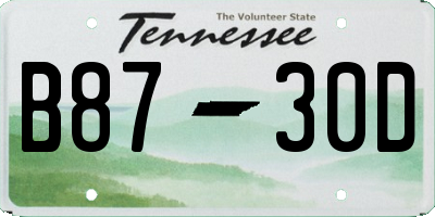 TN license plate B8730D