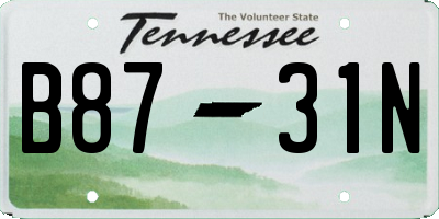 TN license plate B8731N