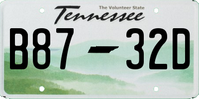 TN license plate B8732D