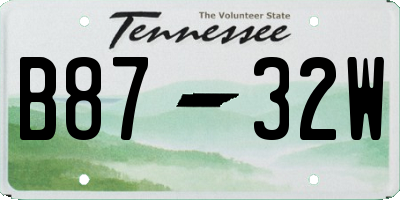 TN license plate B8732W