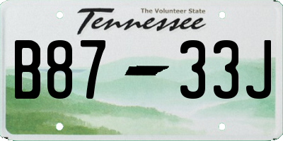 TN license plate B8733J