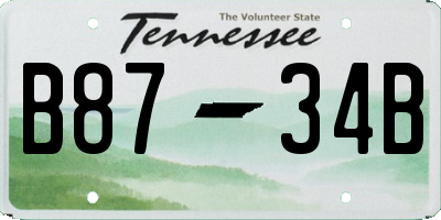 TN license plate B8734B