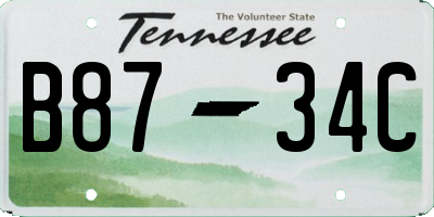 TN license plate B8734C