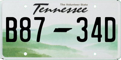 TN license plate B8734D