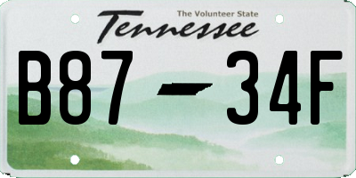 TN license plate B8734F