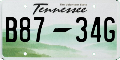 TN license plate B8734G