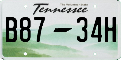 TN license plate B8734H