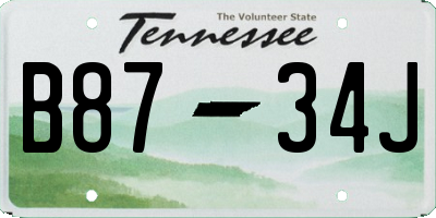 TN license plate B8734J