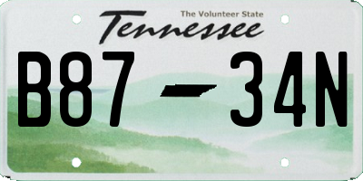 TN license plate B8734N