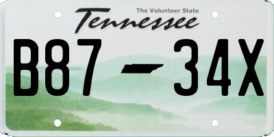 TN license plate B8734X