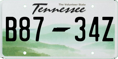 TN license plate B8734Z