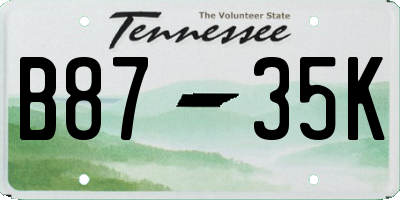TN license plate B8735K