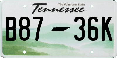 TN license plate B8736K