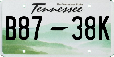 TN license plate B8738K