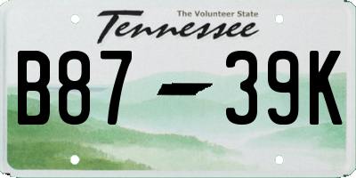 TN license plate B8739K