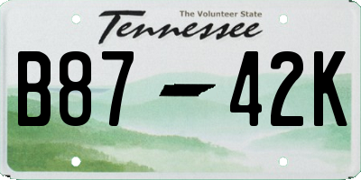 TN license plate B8742K