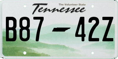 TN license plate B8742Z