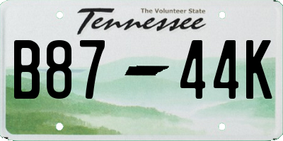 TN license plate B8744K