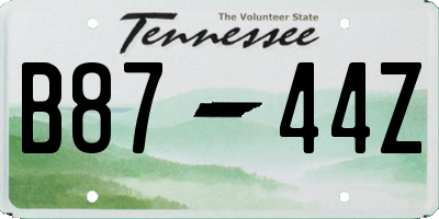 TN license plate B8744Z
