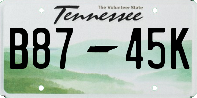TN license plate B8745K